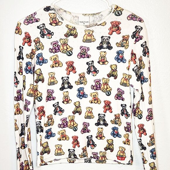 Teddy Fresh Tops - Teddy Fresh Women's Medium Multicolored Teddy Bears Long Sleeve Shirt